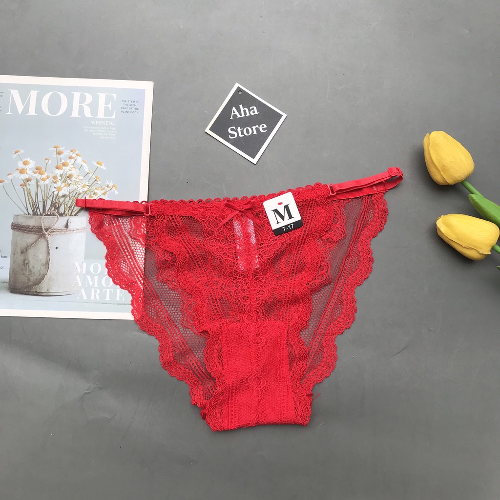 Quần lót ren sexy nữ xuyên thấu phối dây nửa mông siêu quyến rũ YiOn Underwear QK12