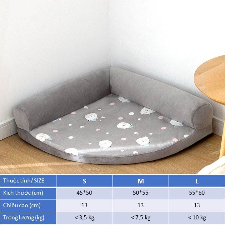 Nệm ngủ góc tư ấm áp cho chó mèo - MIAOCAT