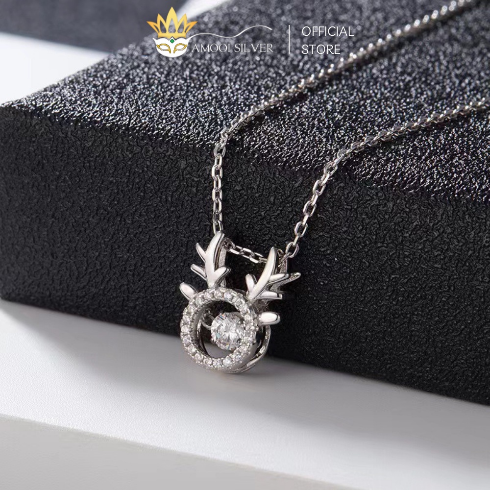 Dây Chuyền Bạc S925 Sừng Hươu Đính Đá Sang Trọng - Amooi Silver AD18