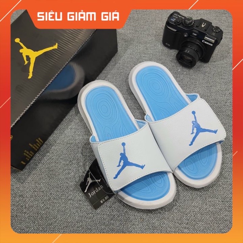 Dép jordan hydro màu trắng lót xanh ❤️ Tặng hộp + Ảnh Thật + Sẵn Hàng ❤️ Full Size nam nữ