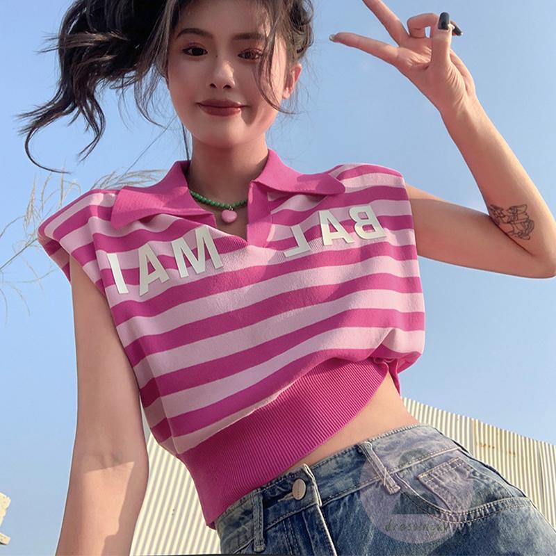 Áo Thun Tay Ngắn Họa Tiết Sọc Ngang Màu Sắc Thời Trang Cho Nữ