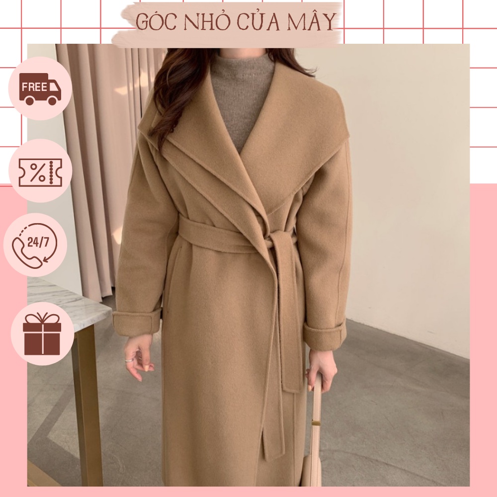 (GNCM2 - ORDER) Áo dạ dáng dài buộc eo cổ cách điệu phong cách Hàn Quốc