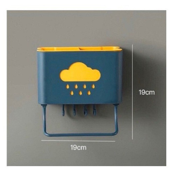 GIỎ MÂY, GIỎ ĐỰNG ĐŨA ĐA NĂNG CÓ MÓC TREO, CHẤT LIỆU NHỰA ABS CỨNG - SIÊU BỀN, KÍCH THƯỚC 19x10x19cm