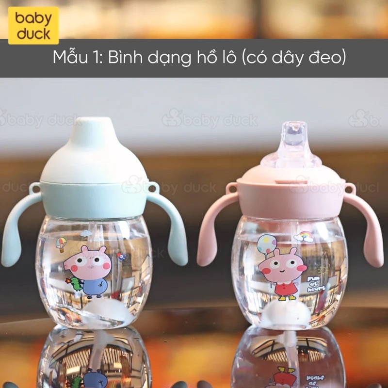 Cốc tập hút, cốc tập uống nước cho bé dung tích 300ml bình uống nước