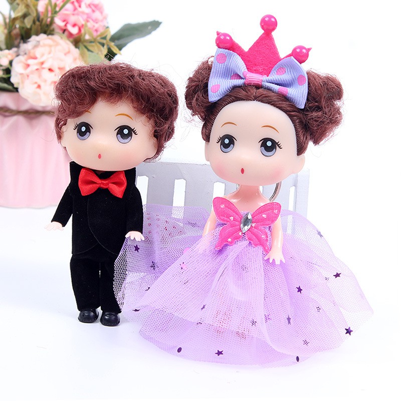 Búp bê chibi cô dâu chú rể có móc khóa treo cặp xinh xắn 12cm loại móc xịn