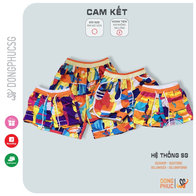Quần đi biển gia đình cặp đôi hội nhóm nổi bật thiết kế quần short ngắn form rộng thoải mái QDB20 | SG