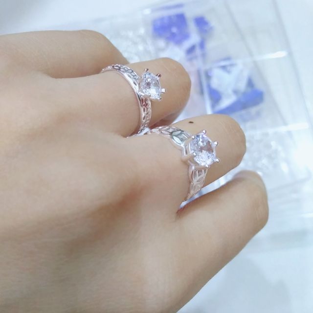 Nhẫn bạc Van jewelry Nhẫn kim tiền đính đá bạc ta