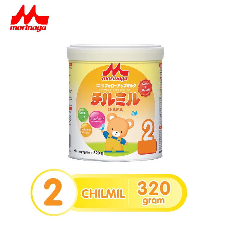 Sữa Morinaga số 2 Chilmil hàng chính hãng 320gr thêm dưỡng chất mới nguyên tem chính hãng