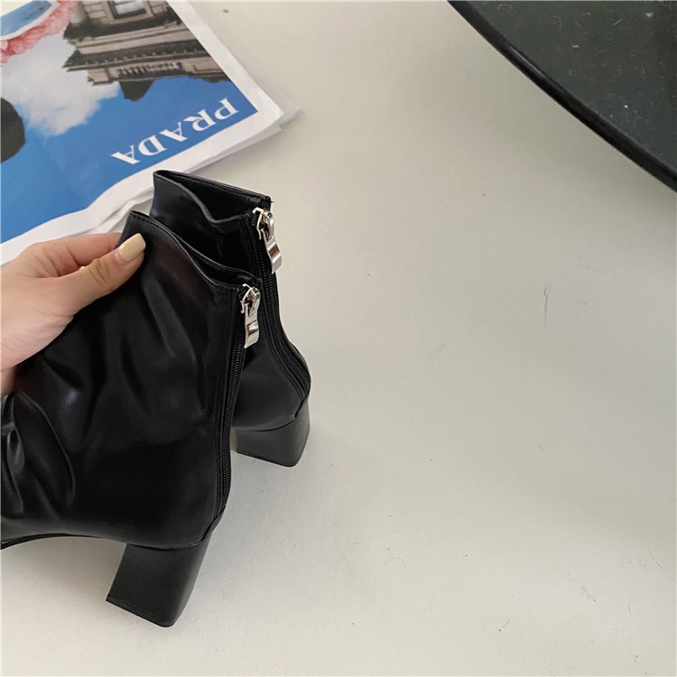 [TẶNG KẸP TÓC] BỐT NỮ BOOT THỜI TRANG 2021 DA MỀM NHĂN KHÓA KÉO HOT TREND - F6