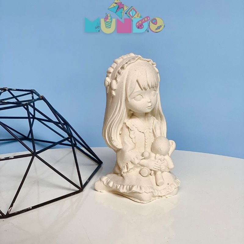 Tượng tô màu cao cấp (có màu,cọ) chọn mẫu SIZE X CÔ GÁI ĐÁNG YÊU, tượng thạch cao MUNDO