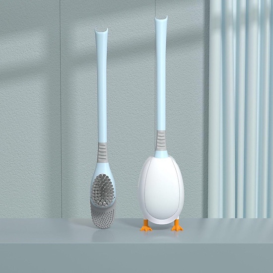Cọ rửa bồn cầu toilet gắn tường | Bàn chải vệ sinh hình chú vịt ngộ nghĩnh,chất liệu silicon siêu mềm mại