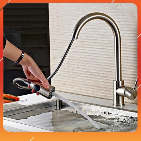 Vòi bồn rửa chén bát nóng lạnh có dây rút bằng Chất liệu Inox 304 cao cấp THUẬN TIỆN RỬA ĐƯỢC MỌI VỊ TRÍ