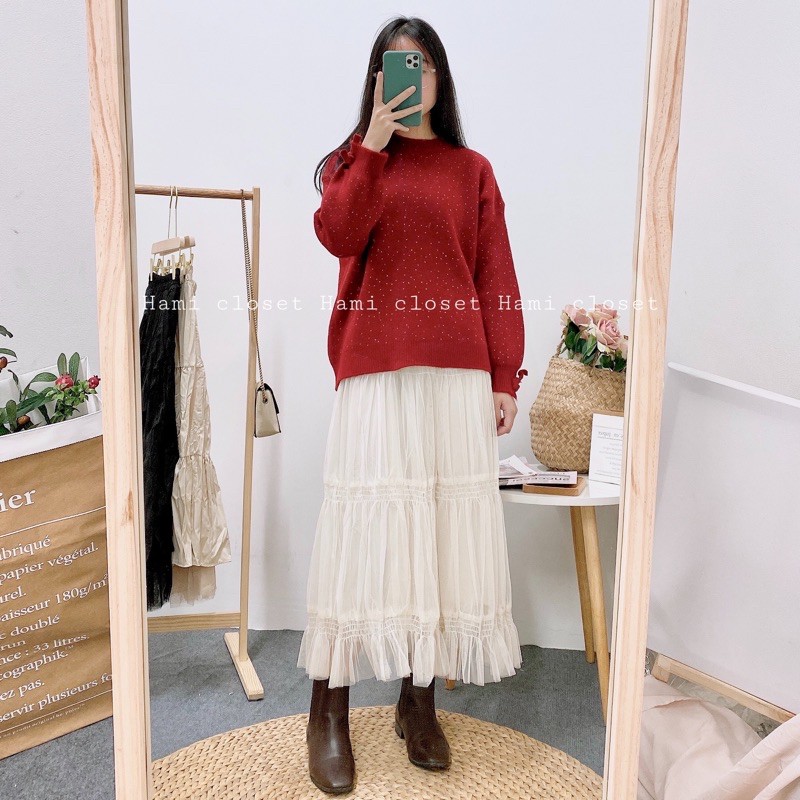 Chân váy voan dáng dài xoè xếp li chun dáng phong cách hàn quốc ( Nhiều màu) mã CVD09 | BigBuy360 - bigbuy360.vn