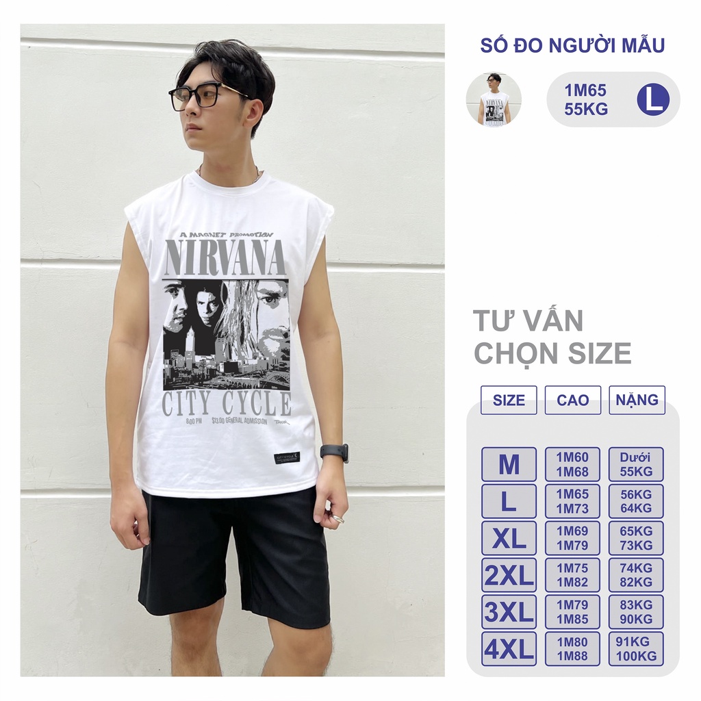 Áo ba lỗ in hình Nirvana unisex form rộng Local Brand - Áo tanktop nam nữ Nirvana City Cycle