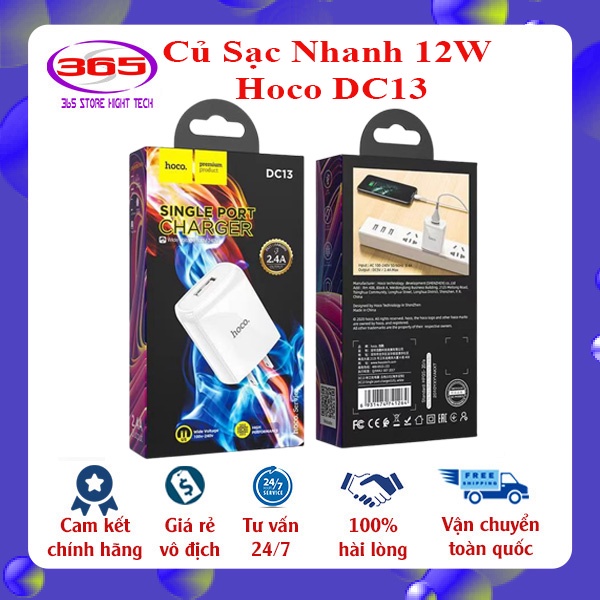 Củ sạc nhanh Hoco DC13 sạc nhanh 12W cho các dòng điện thoại smartphone hàng chính hãng Hoco bảo hành 12 tháng
