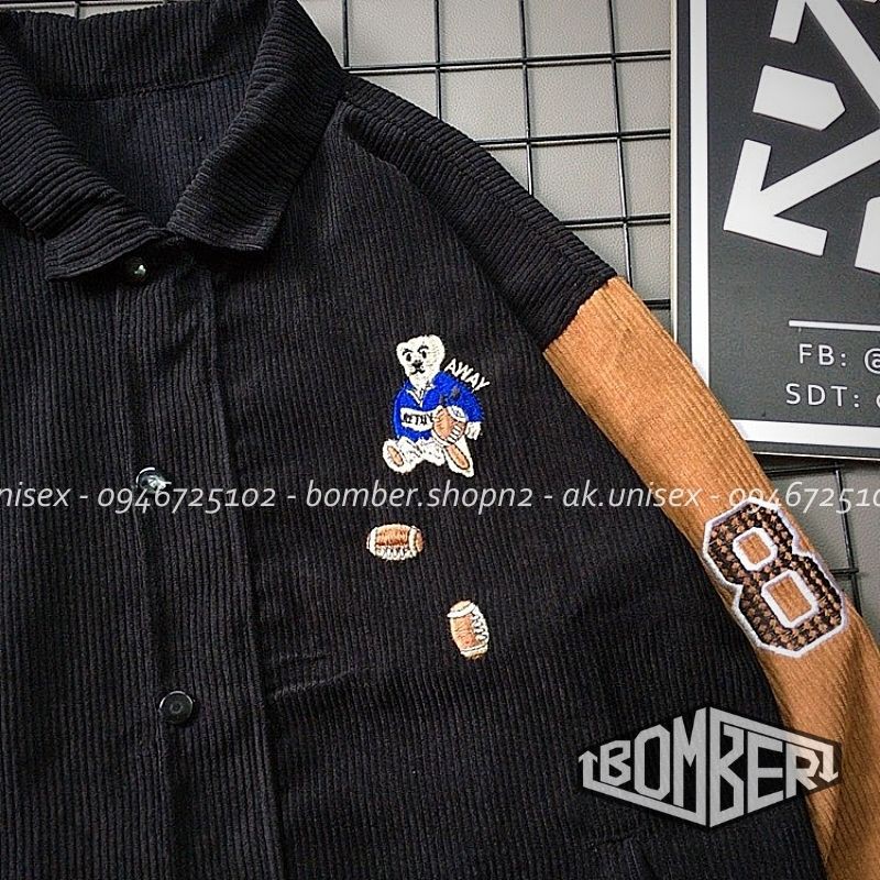 [Ảnh + Video thật] Áo khoác nhung style Unisex logo Teddy thêu | BigBuy360 - bigbuy360.vn