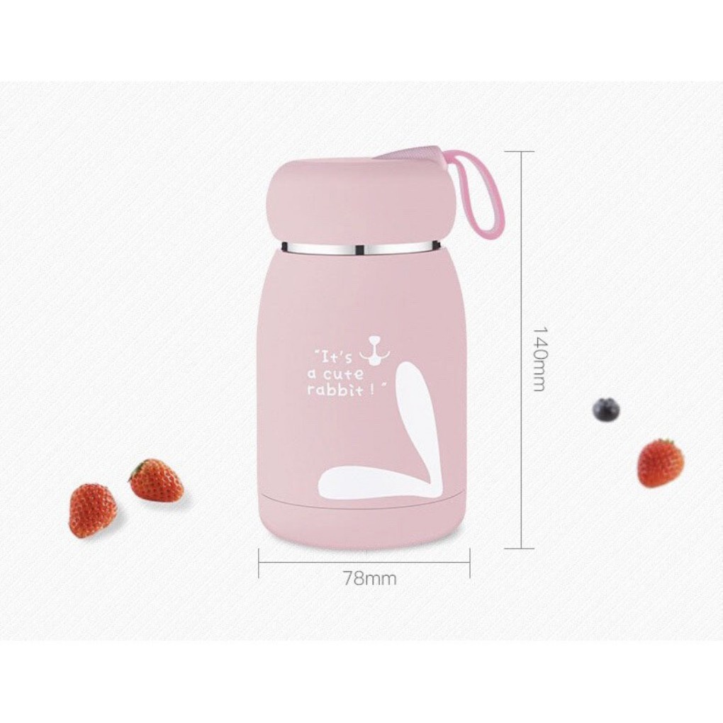 Bình Giữ Nhiệt Mini MIGNON 320ml, Lõi Thép S304 Không Gỉ, Hoa Văn Thỏ Xinh Đáng Yêu