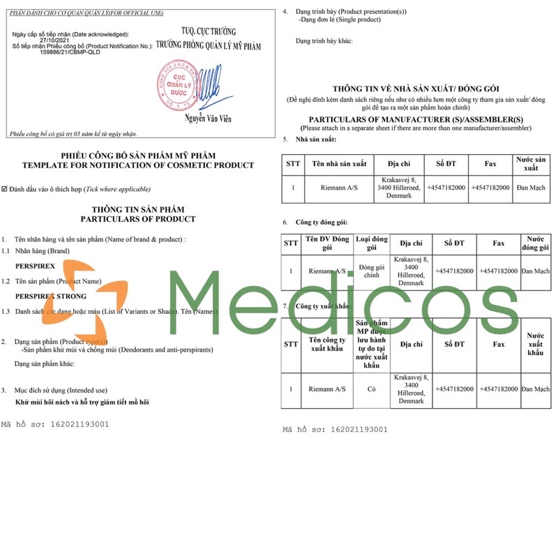 Lăn khử mùi Perspirex 3 màu cho da thường, da nhạy cảm,.. lọ 20ml bản Đức, Ba Lan