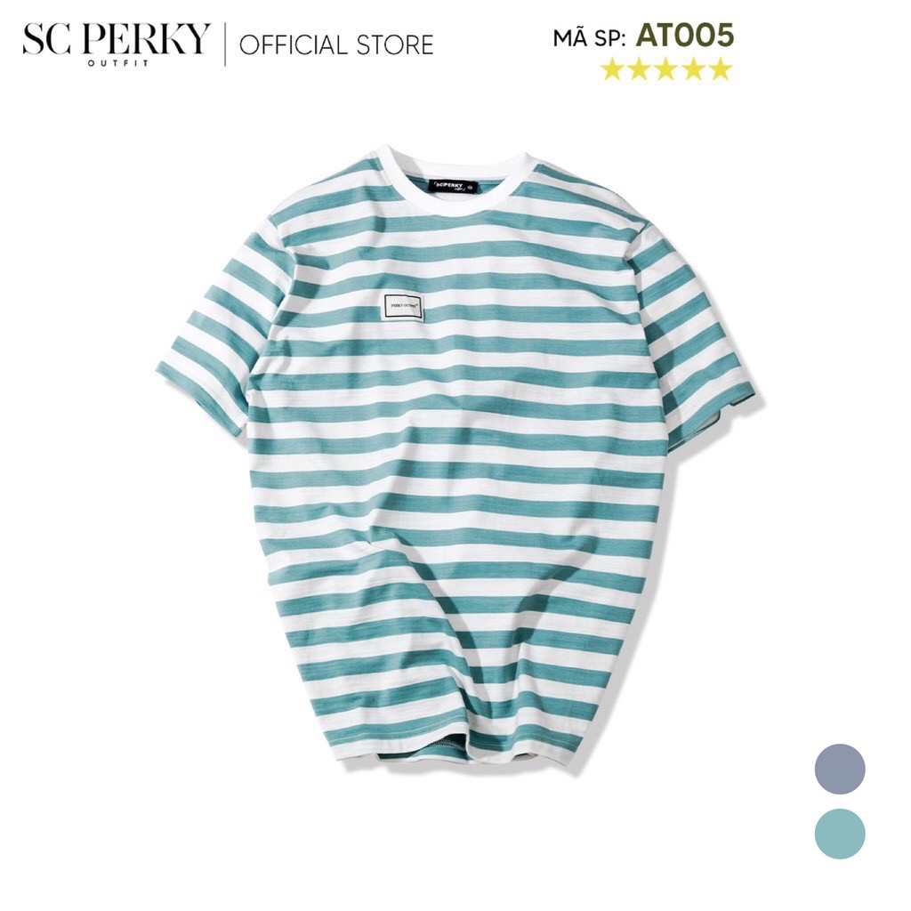 Áo Thun Stripes Tee Xanh & Xám - AT005 - Chất liệu Cotton Co Giãn 4 chiều - SC Perky Outfit