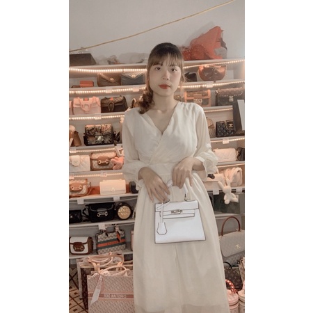 Túi xách HM da gạo dáng cao size 21 tặng kèm khăn fullbox