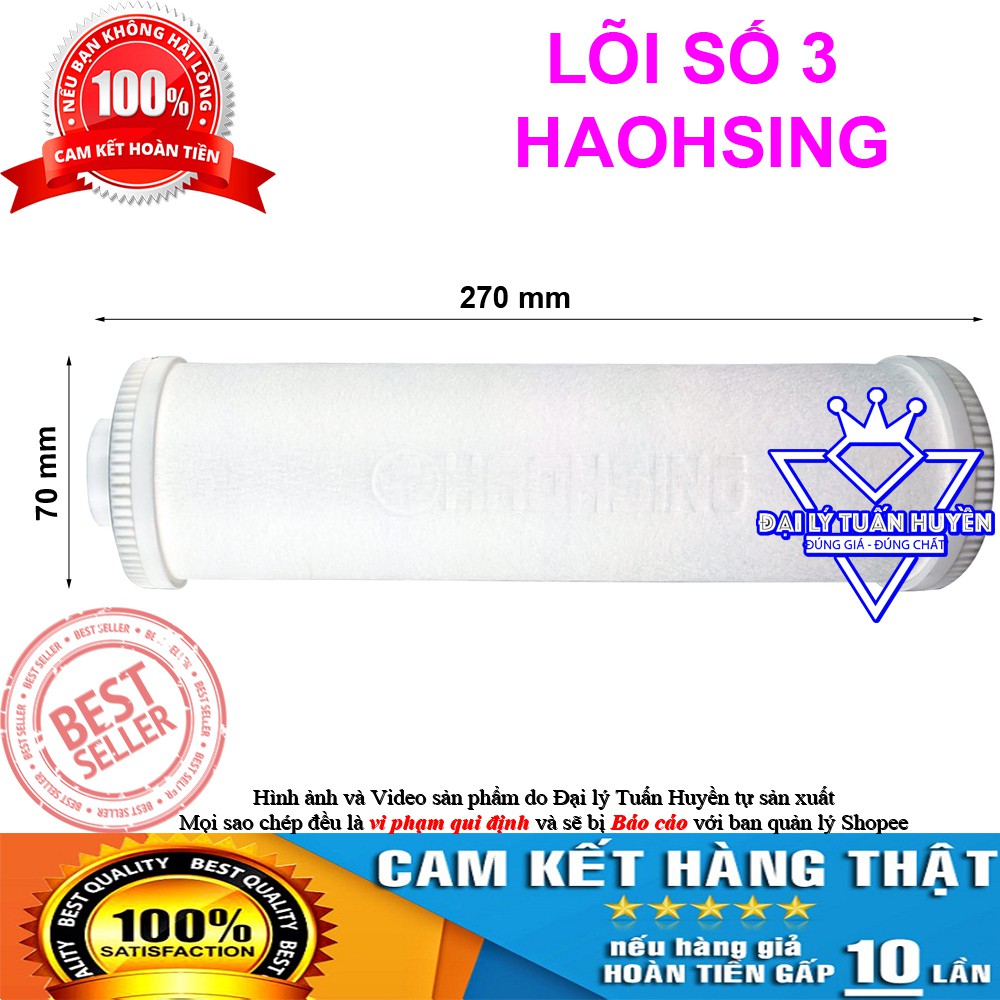 Bộ 3 lõi lọc nước 123 Haohsing chính hãng - Dùng cho máy lọc nước Haoshing