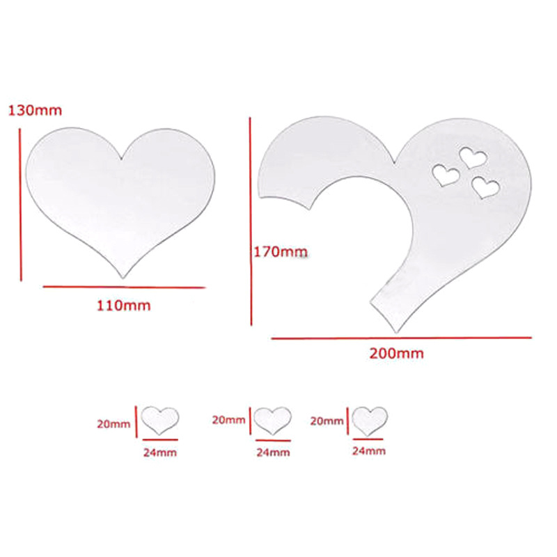 Đề can dán tường họa tiết 3D hình trái tim dùng trong trang trí phòng khách