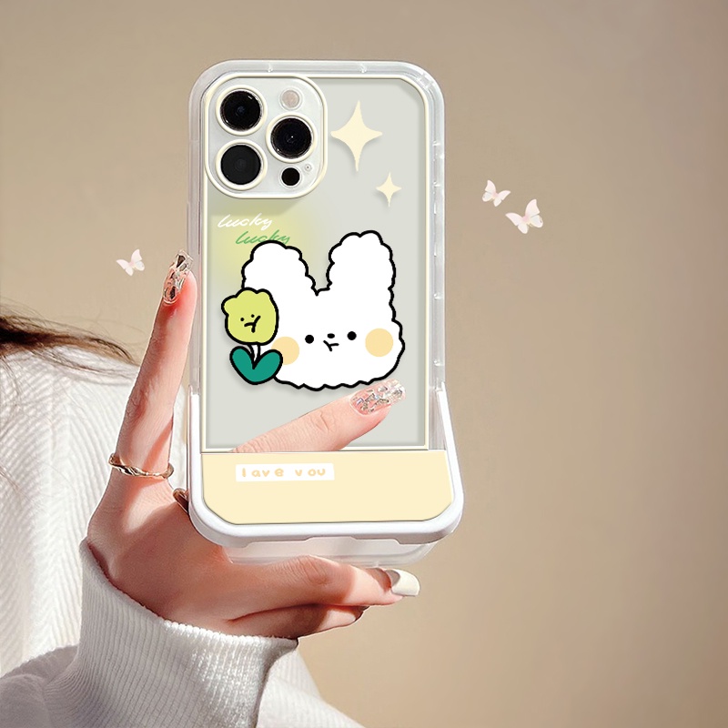 Ốp Điện Thoại Trong Suốt Chống Sốc Có Giá Đỡ Hình Thỏ Cho IPhone 13 12 11 Pro MAX X XR XS MAX 7 8 Plus 6 6S SE 2020