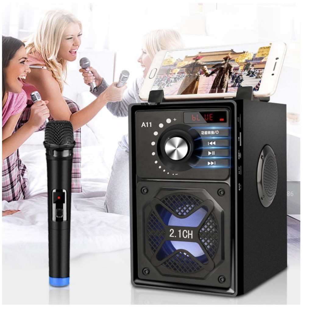 Bộ dàn karaoke chuyên nghiệp 2 micro 3D siêu trầm 4.2 Bluetooth 