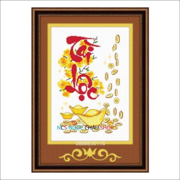 Tranh thêu Tài Lộc Thỏi Vàng Hoa Mai 51278 (45x60) Chưa thêu