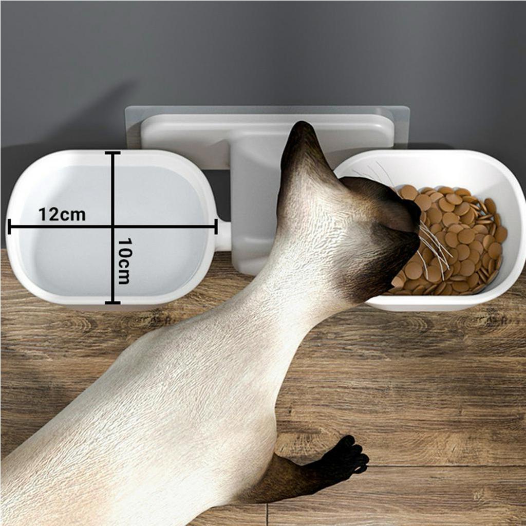 Bát treo thức ăn cho mèo ngăn chặn sự cố tràn nước tường có thể điều chỉnh độ cao【Wyoming060】