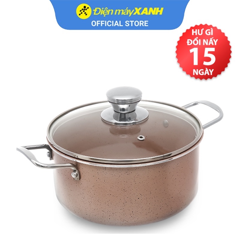 Nồi nhôm chống dính nắp kính 20cm Hommy NE008-20