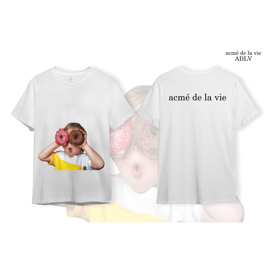 Áo ADLV Thun Cotton CAO CẤP [Vải Cotton] Mẫu 4 Bé Cầm Donut Hồng Nâu