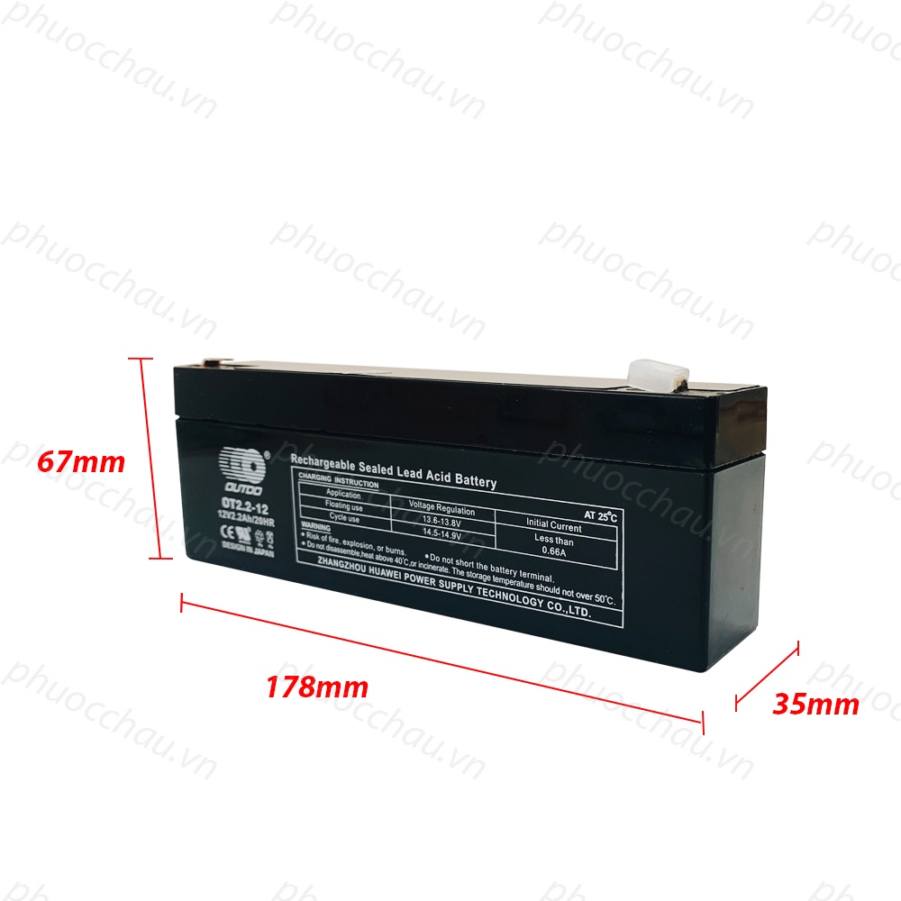 Ắc Quy Lưu Điện OUTDO OT2.2-12 (12V - 2.2AH) - Bình Ắc Quy 12V