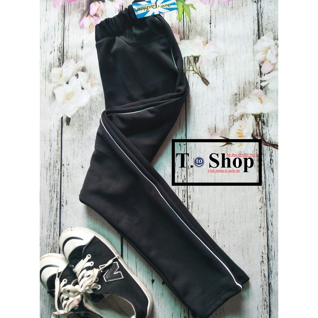 Quần legging - quần thun nữ màu ĐEN, XÁM (Ôm body, viền sọc TRẮNG) | BigBuy360 - bigbuy360.vn