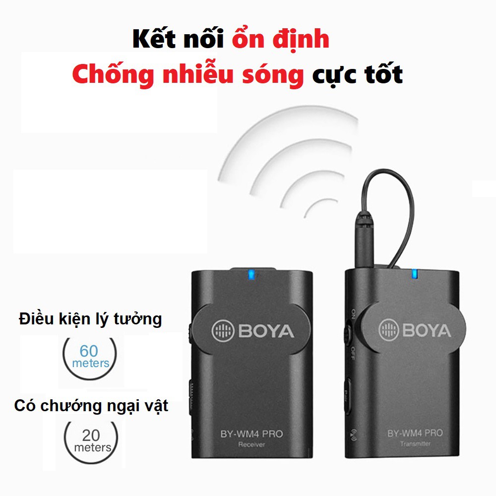 Micro cho điện thoại và máy quay BOYA BY-WM4 Pro K1 - Bộ micro thu âm không dây BOYA BY – WM4 PRO K1