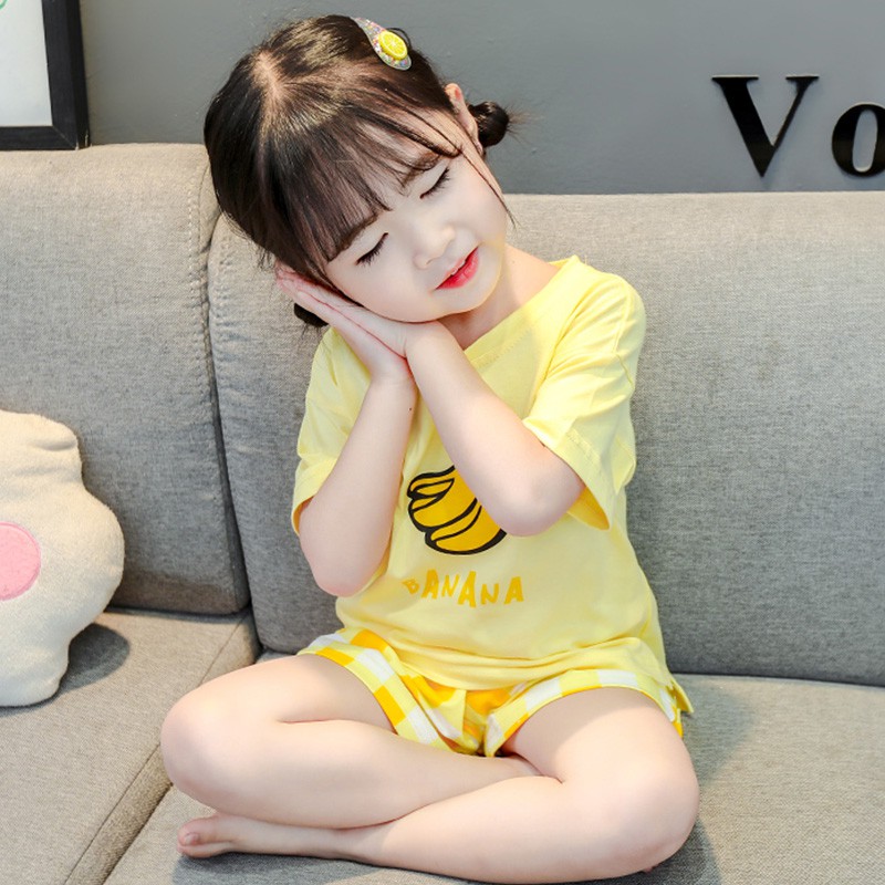 Bộ cộc tay cho bé - bộ áo quần cotton in hình dâu tây, trái chuối cho bé gái