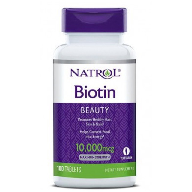 Natrol Biotin 10000 Mcg Hỗ Trợ Mọc Tóc, Giúp Móng Khỏe, Mọc Tóc Biotin Hộp 100 Viên