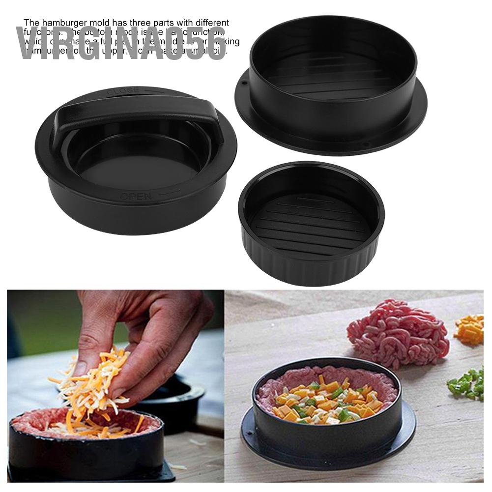 Virgina056 3 in 1 Function Burger Meat Press Hamburger Mold Making Tool Household Kitchen Supplies