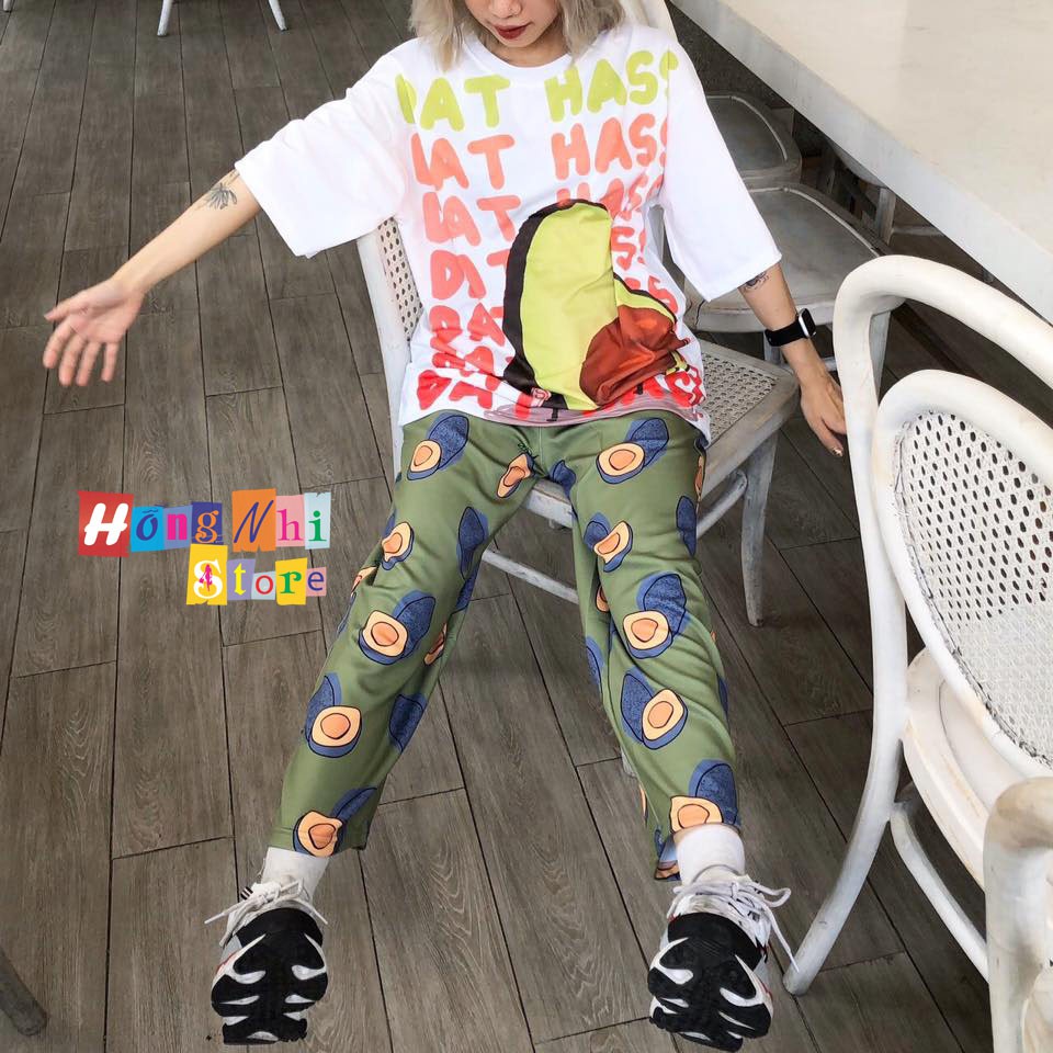 QUẦN CARTOON PANT UNISEX MÀU XANH, QUẦN HOẠT HÌNH TRÁI BƠ- MM | BigBuy360 - bigbuy360.vn