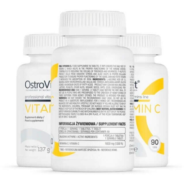 Viên uống Ostrovit Vitamin C 1000mg giúp tăng cường đề kháng, sức khỏe  - 90 viên