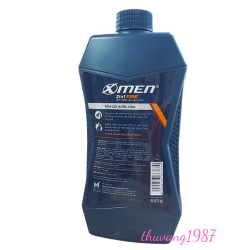 Sữa tắm gội 2in1 Xmen hương nước hoa 650g