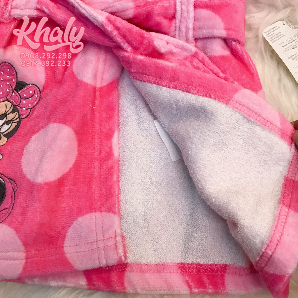 Áo khoác tắm lông mịn trẻ em hình chuột Minnie Mouse màu hồng size (6-9M) cho bé gái 3 tuổi ( MỸ US-UK) - AKTMIN