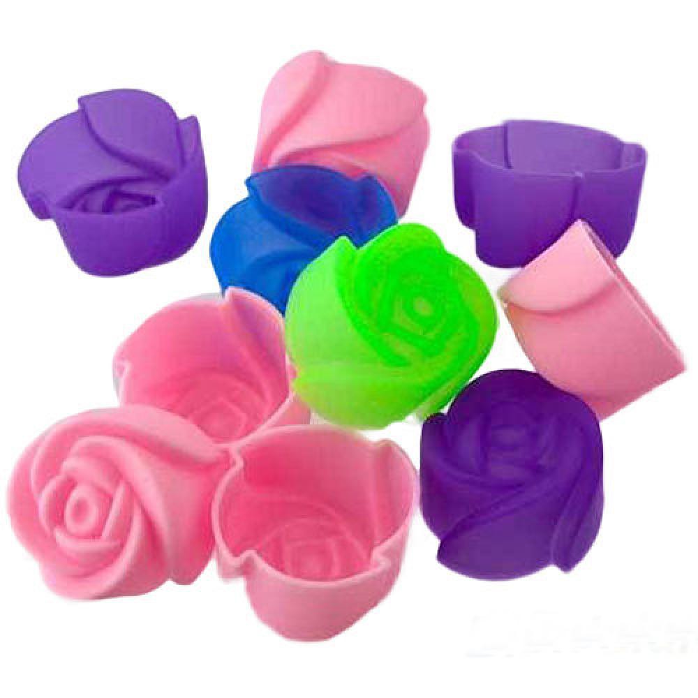 Bộ 8 chiếc khuôn silicon hình hoa hồng dùng làm thạch/bánh/kẹo socola tiện lợi