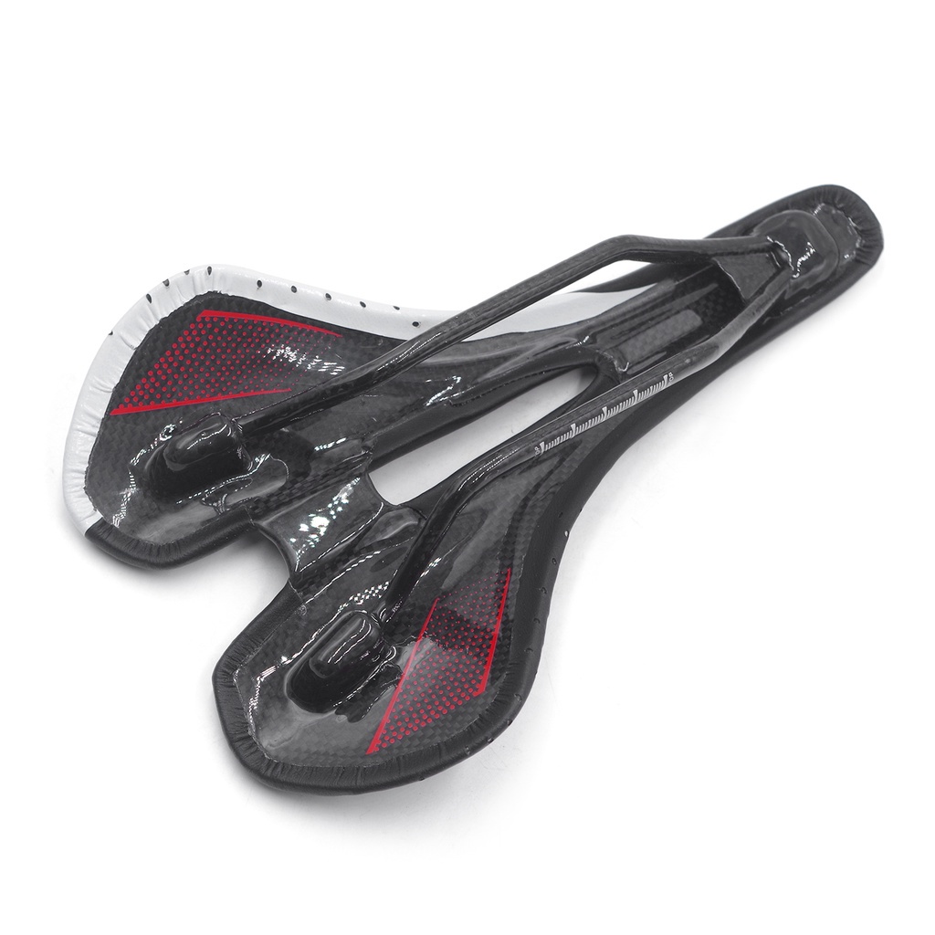 Yên xe đạp leo núi WALGUN bằng da pu và sợi carbon siêu nhẹ cao cấp cỡ 143mm/166mm