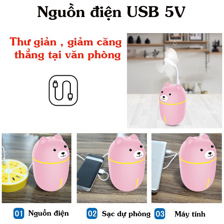 Máy phun sương - tạo ẩm 280ml  -  | 4 in 1 | Có quạt + đèn USB  - BLIFE - BH 3 Tháng