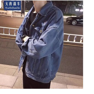 ÁO KHOÁC JEAN NAM XANH TRƠN ( XANH VỪA ) CAO CẤP AOH5