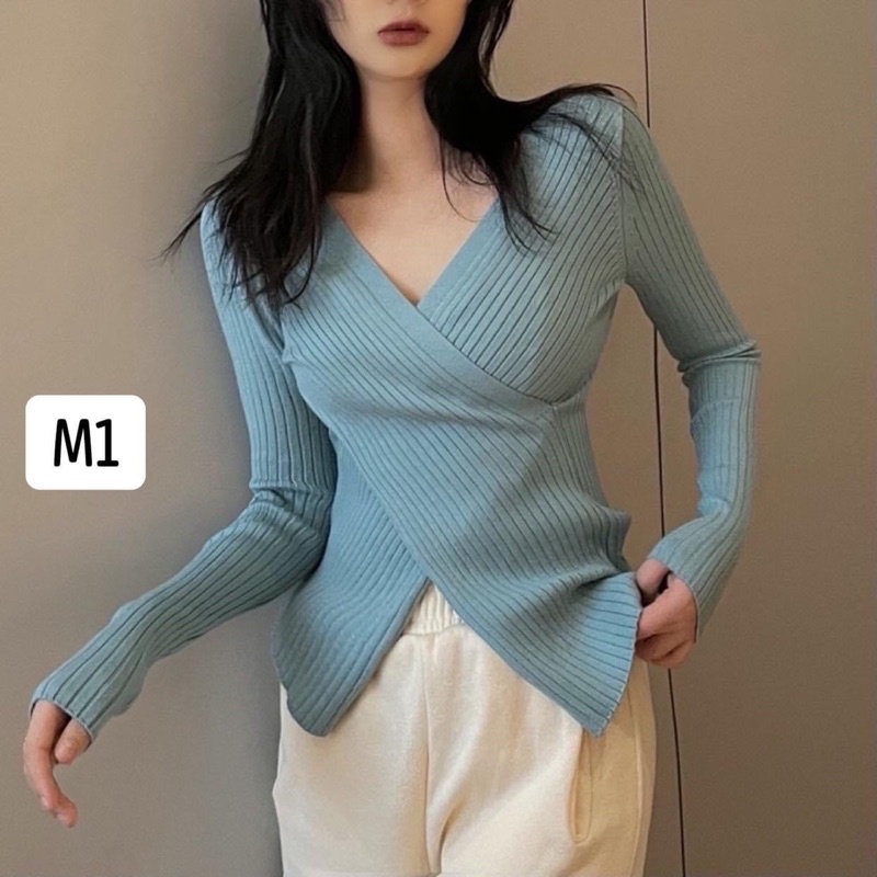 Áo len tăm body vạt chéo hàng QC