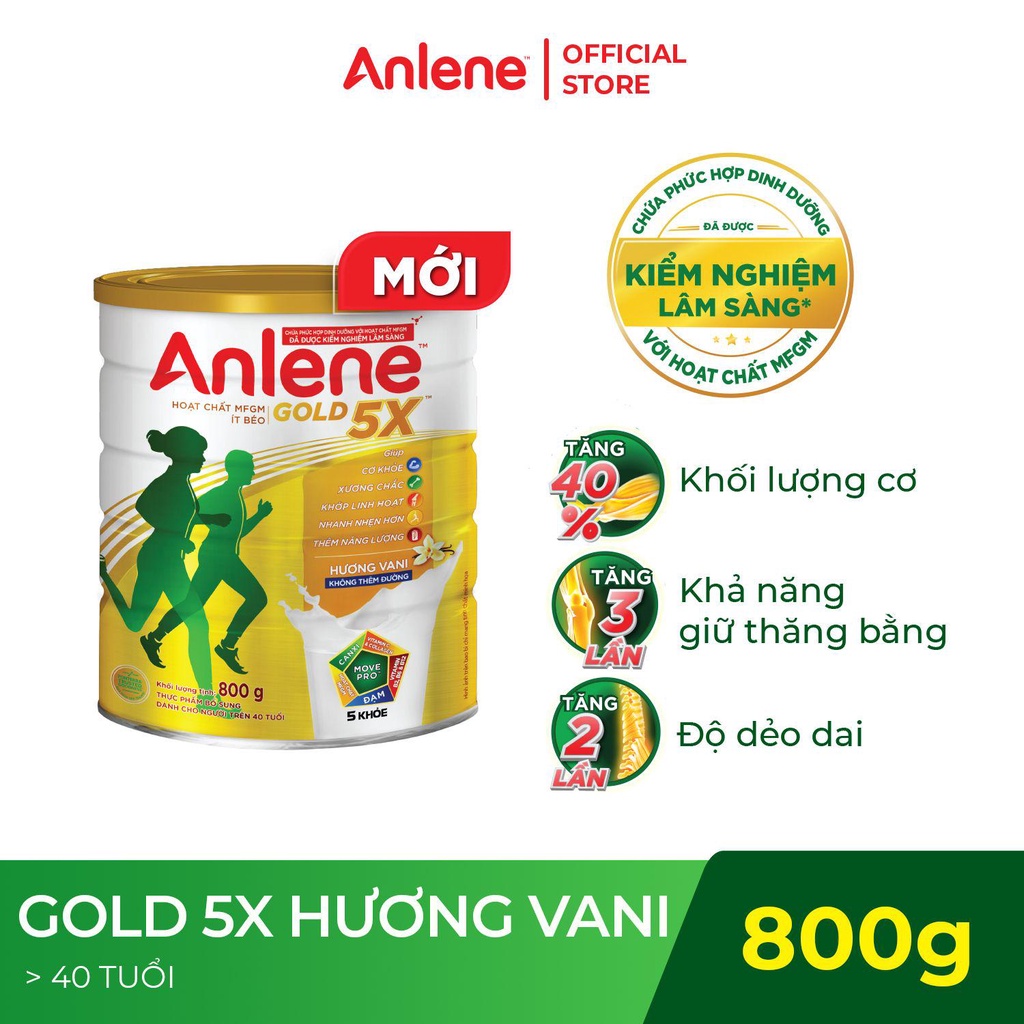 Sữa bột Anlene Gold 5X hương vani lon 800g/lon