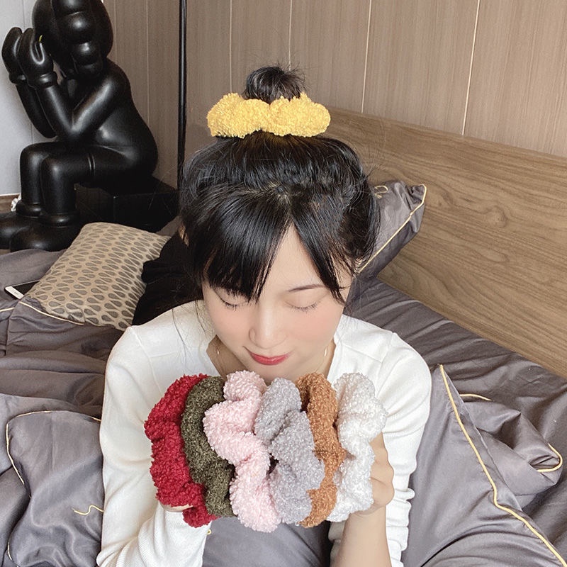 Dây Buộc Tóc Lông Cừu Thiết Kế Đơn Giản Phong Cách Hàn Quốc Mới