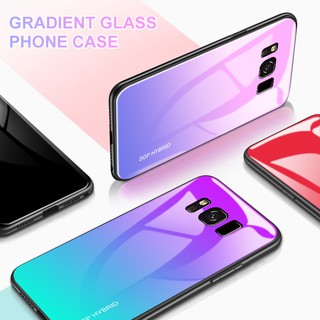 Ốp điện thoại cường lực màu sắc tuyến tính cho Samsung Galaxy S8 S8 Plus + s8+ s8plus